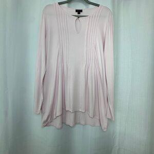 J. Jill Pink Long Sleeve Pleated Bib Collar Tunic